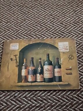 Vintage Wine Bottle Wall Art Print - Brown and Tan